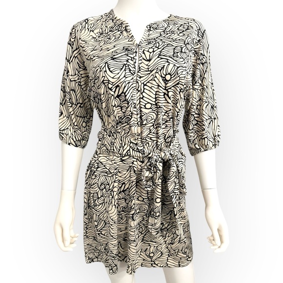 MARA HOFFMAN $340 Retail White/Black Silk Wrap Dress, Size Medium - Picture 2 of 16